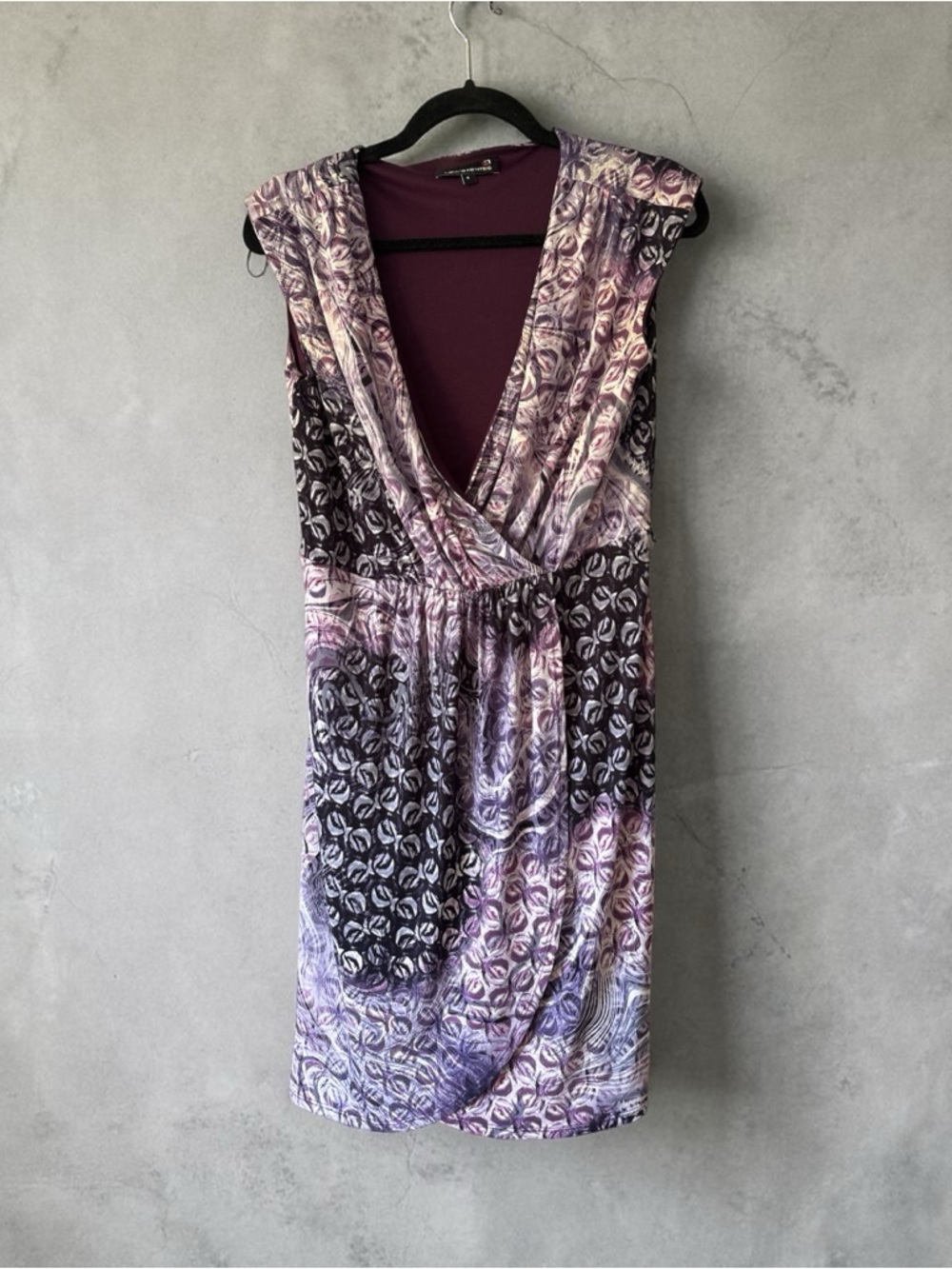 Sleeveless Purple Patterned Wrap Midi Dress